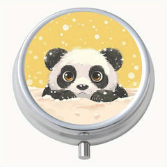 Snow Panda Round Medicine Box 3 Compartment Pill Box Portable