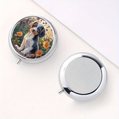 Charming Puppy & Floral Print Pill Case 3 Compartment