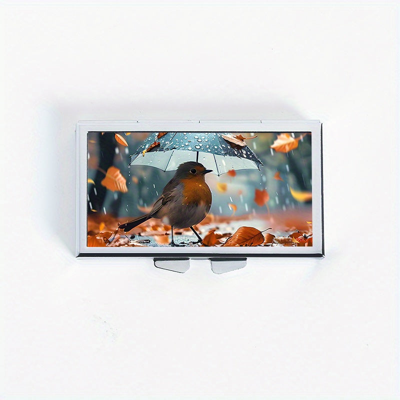 Bird Pattern Printed Rectangular Medicine Box 7 Compartment Pill Box