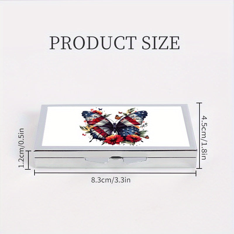 Butterfly Pattern 7 Compartment Pill Box for Travel