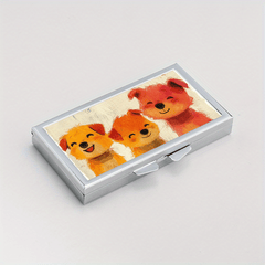 Happy Puppy Pattern Rectangular Pill Box 7 Compartment Portable Pill Box