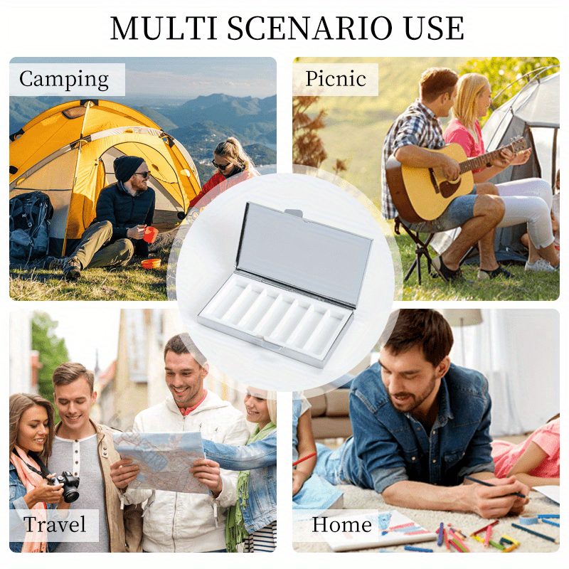 Three Lambs Pattern Printing Portable Pill Box 7 Compartment Pocket Purse