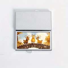 Three Lambs Pattern Printing Portable Pill Box 7 Compartment Pocket Purse