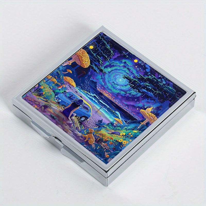 Compact 4 Compartment Pill Organizer with Seaside Portable Medicine Box