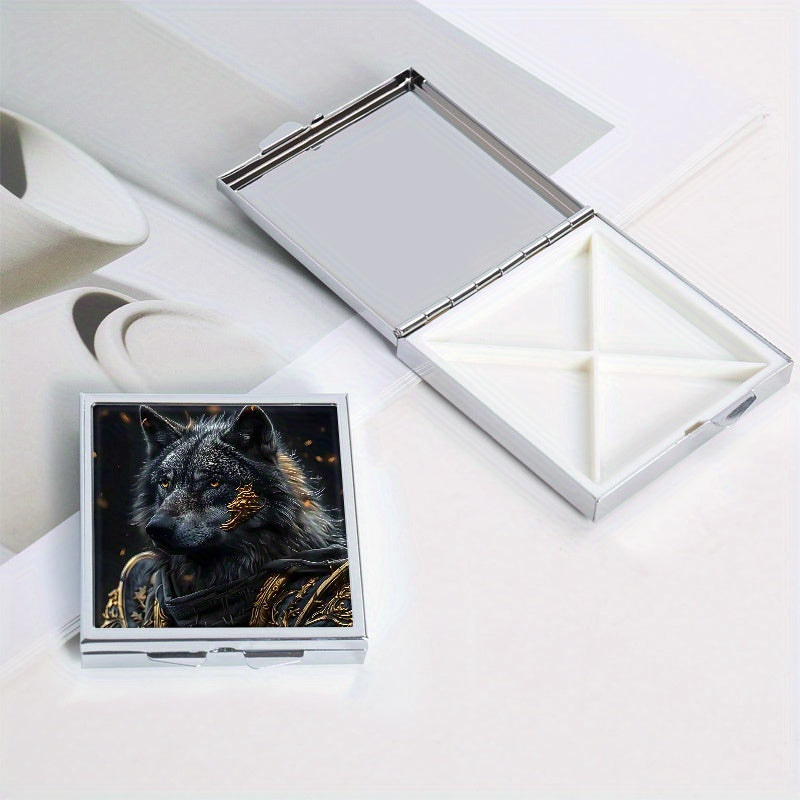 Wolf Armor Square Pill Box 4 Compartments Portable Medicine Organizer