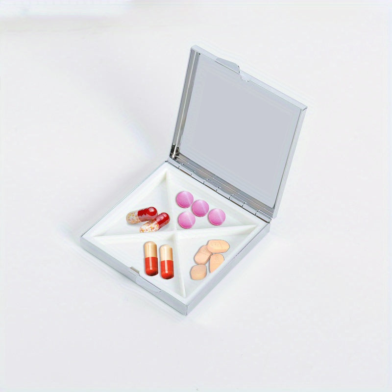 Wolf Armor Square Pill Box 4 Compartments Portable Medicine Organizer