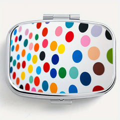 Colorful Polka Dot Print Square Pill Box 2 Compartment Mini Medicine Case