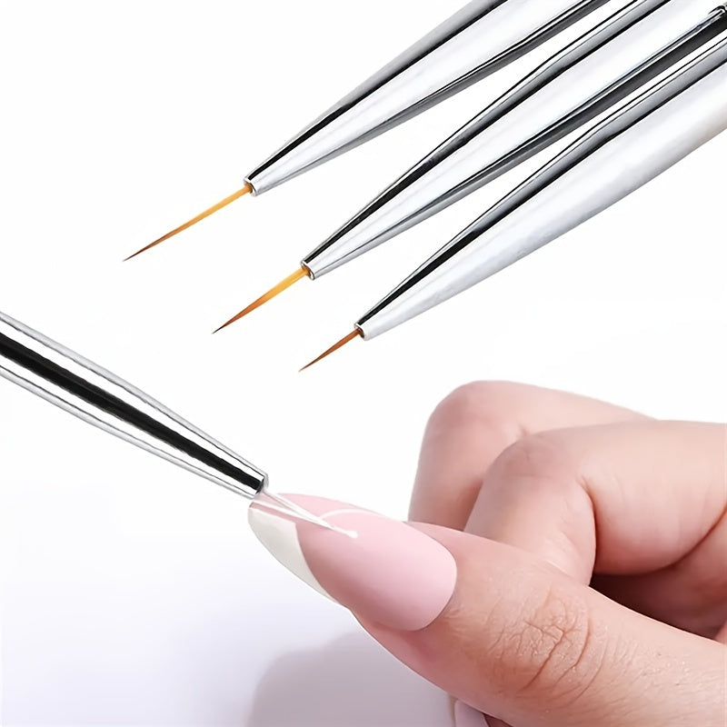 3Pcs Nail Art Liner Brushes Nail Gel Polish Painting Brush Set