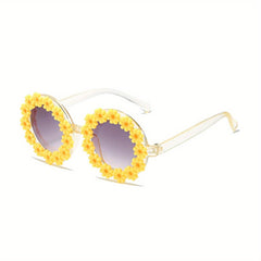 Girls Round Flower Sunglasses UV Protection Glasses for 1-6 Years Old