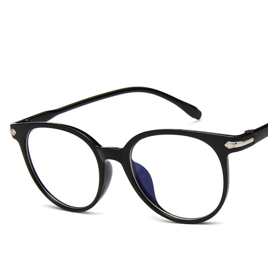 Round Frame Clear Lens Glasses Rivet Decor Eyewear