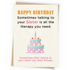 Sister Birthday Card Funny Happy Birthday Card To Sister