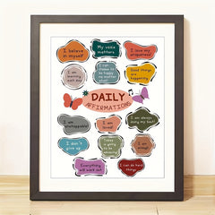 Educational Art Print Daily Affirmations Poster 20x25cm Unframed