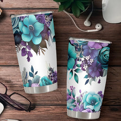 Floral Print Insulated Travel Mug 20oz Stainless Steel