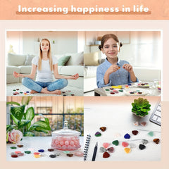 Natural Heart Shaped Crystal Stones 10Pcs Worry Stones Healing Carved Stones