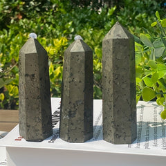 Natural Crystal Pyrite Healing Point Wand Home Decoration