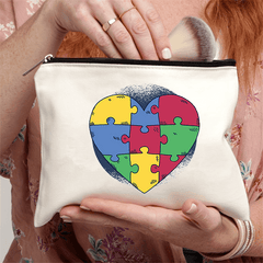 Puzzle Theme Foldable Makeup Bag Zipper Closure