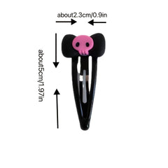 Skull Bow Hair Snap Clip Punk Pink Barrette Hair Accessories For Women