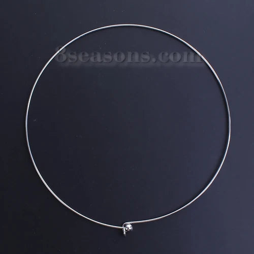 304 Stainless Steel Collar Choker Necklace Removable Ball End Cap DIY Jewelry