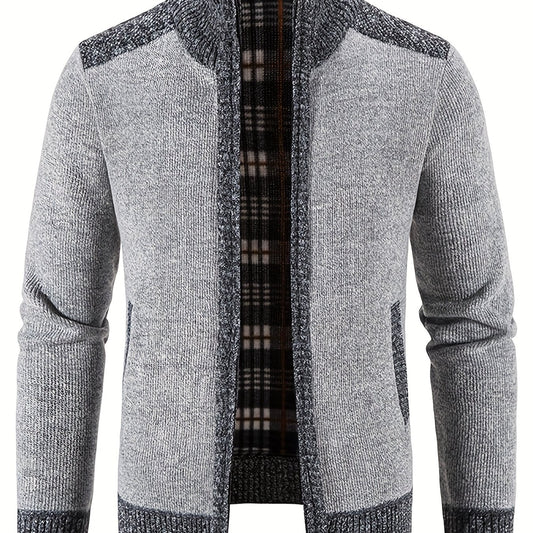 Men's Casual Full Zip Cardigan Knitted Sweater Coat With Pockets