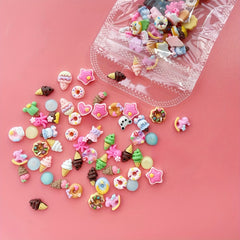 50Pcs Resin Mini Food Nail Charms Random Colors Crafting Accessories