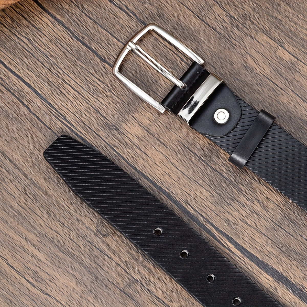 Men's Twill Single Jacket Dress Belt Casual Pin Buckle PU Leather Belt