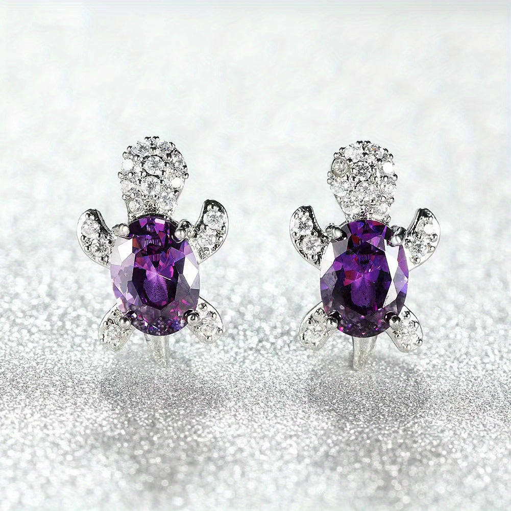 Turtle Zircon Stud Earrings for Women Girls