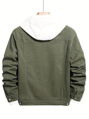 Contrast Stitching Denim Jacket Men's Casual Button Up Jacket