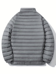 Men's Lightweight Puffer Jacket Solid Standup Collar Coat