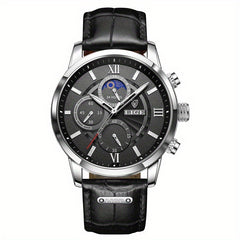 LIGE Men Watches Leather Waterproof Luminous Quartz Wristwatch
