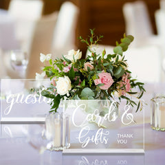 Acrylic Favors Sign Wedding Reception Sign Cards Holder Rustic Farmhouse
