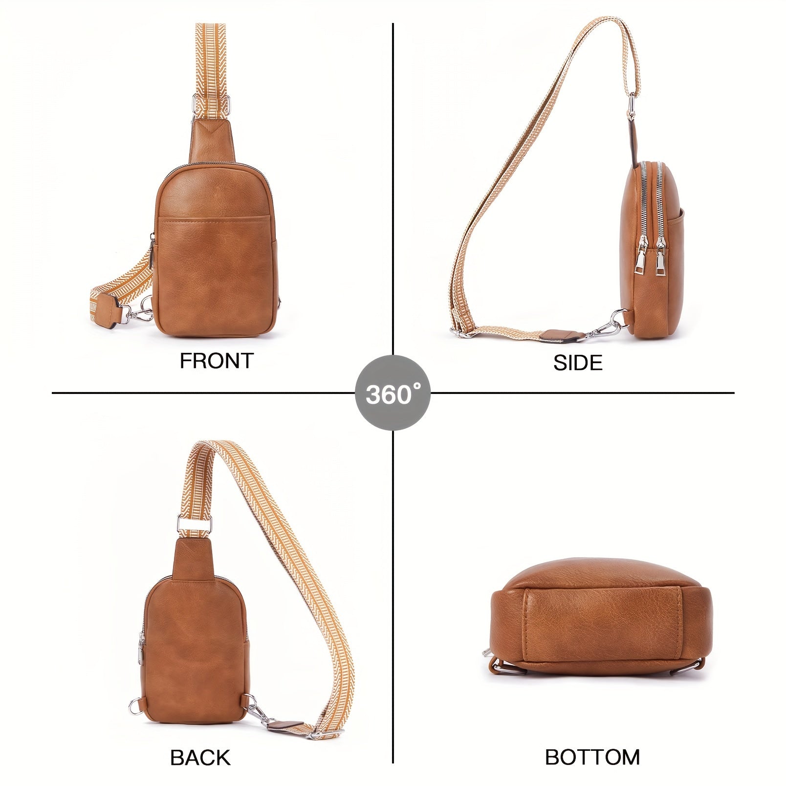 Retro Style PU Leather Sling Bag Crossbody Chest Mobile Phone Bag