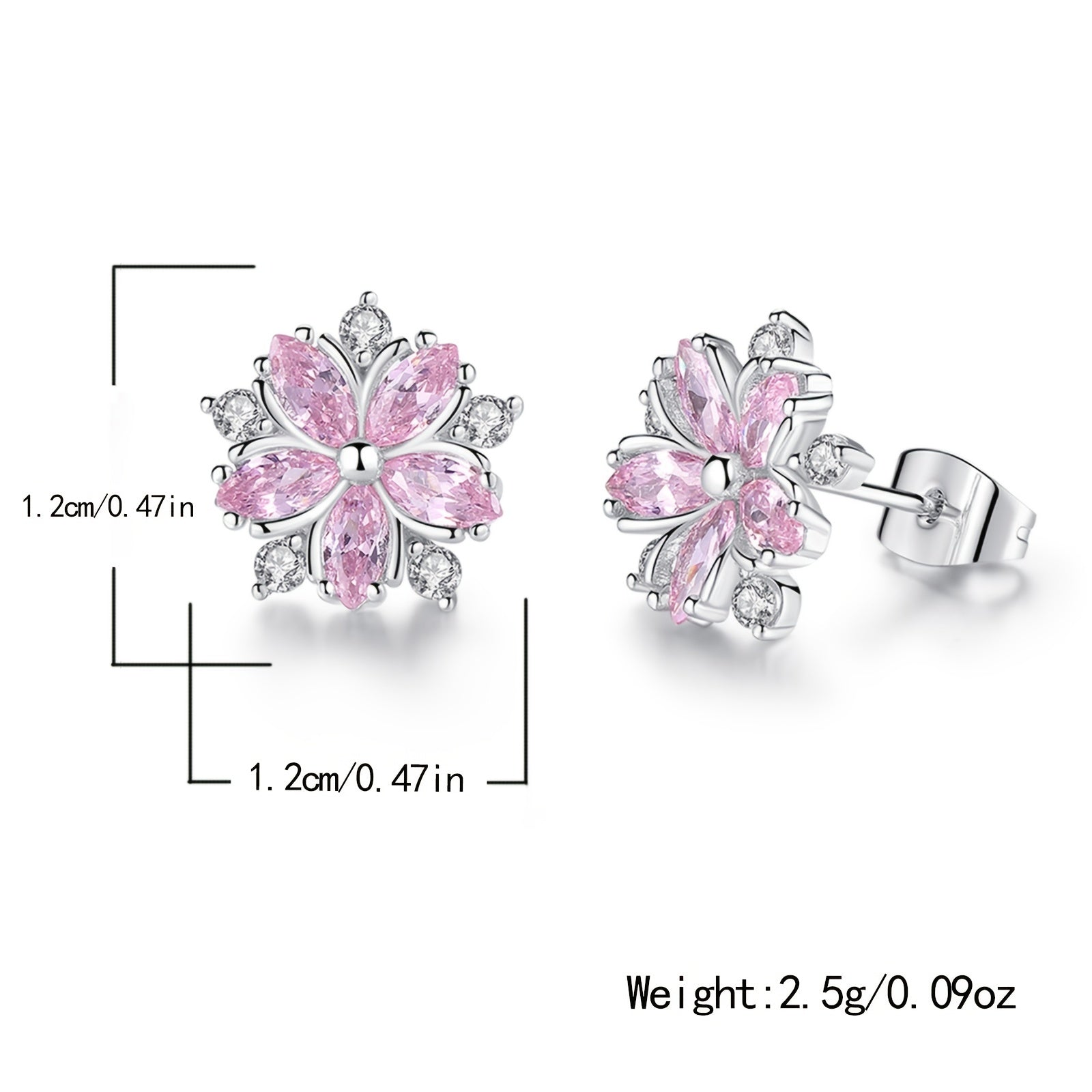 Cherry Blossoms Zircon Stud Earrings For Women Girls Dainty Jewelry