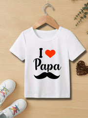 Boys I LOVE PAPA Top Short Sleeve T-shirt Casual Kids Summer Clothes