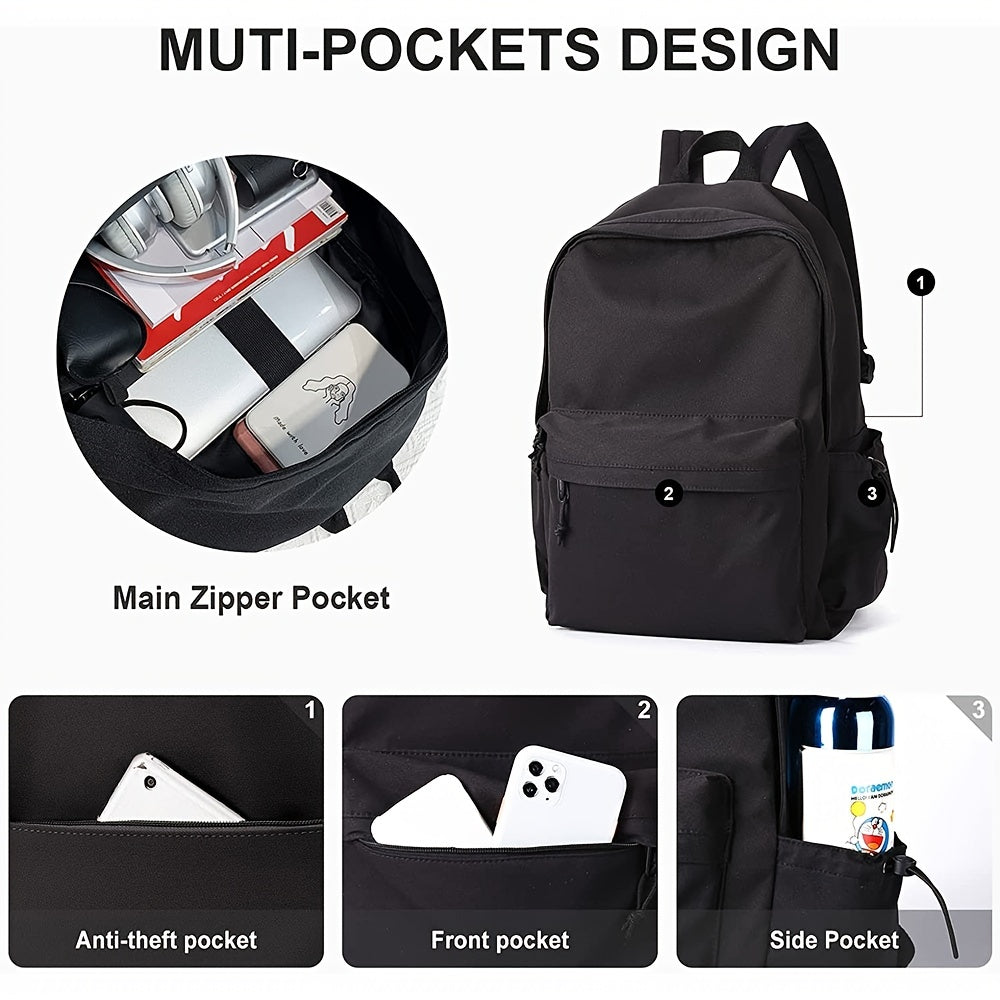 Stylish Unisex Laptop Backpack Durable Comfortable Straps Nylon Lined