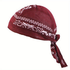 Paisley Print Turban Cap Ramadan Head Wrap Bandana Casual Lace Up Hijab Hat