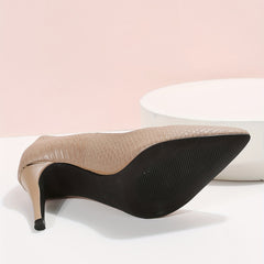 Women's Point Toe Stiletto Heels Snakeskin Pattern Pumps