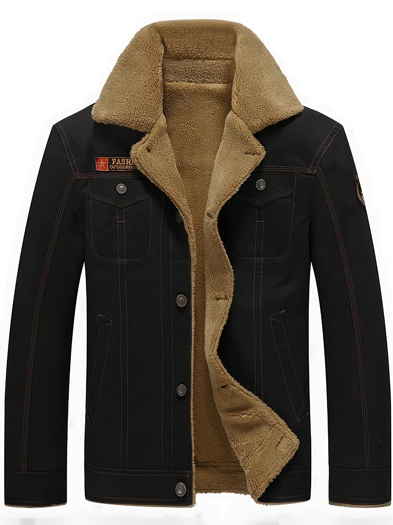 Men's Warm Fleece Cotton Biker Jacket Coat
