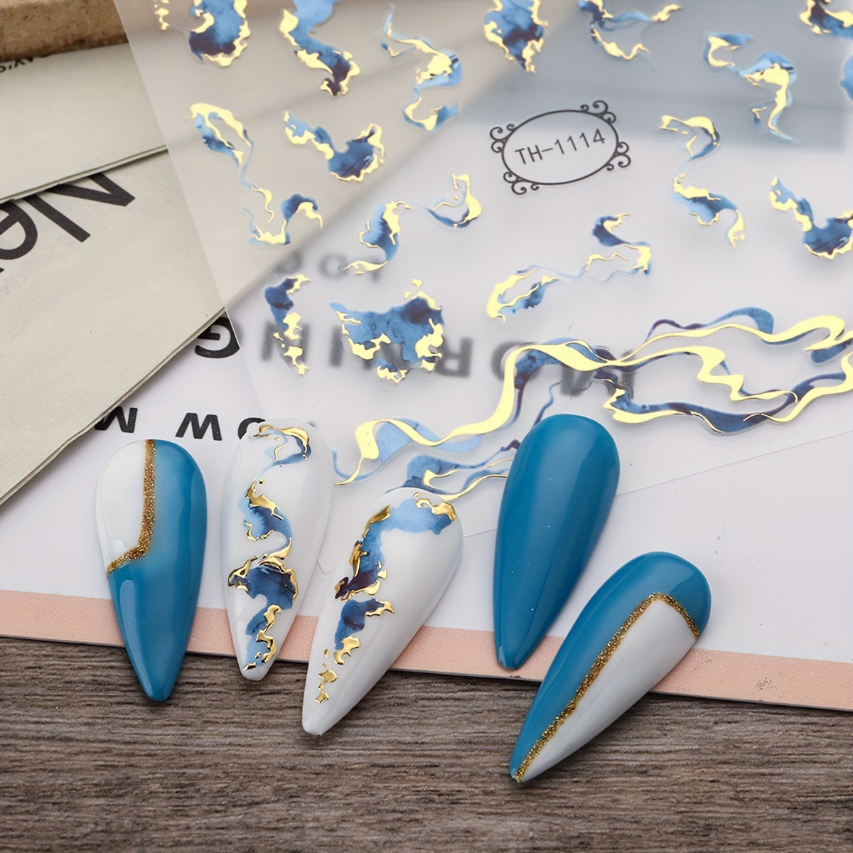 Golden Foil Nail Art Stickers Fantasy Theme Self Adhesive Glossy Finish