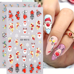 Christmas Nail Art Stickers Snowflakes Elk Santa
