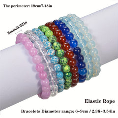 8mm Healing Stone Beaded Bracelet Boho Natural Crystal Stretch Bracelet