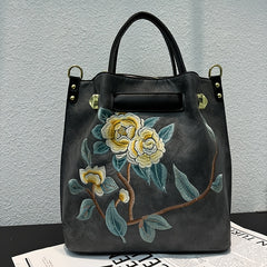Embroidered PU Tote Chinese Style Commute & Travel Bag