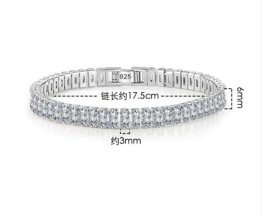 2-6.5mm Moissanite Tennis Bracelet Platinum Plated 925 Sterling Silver