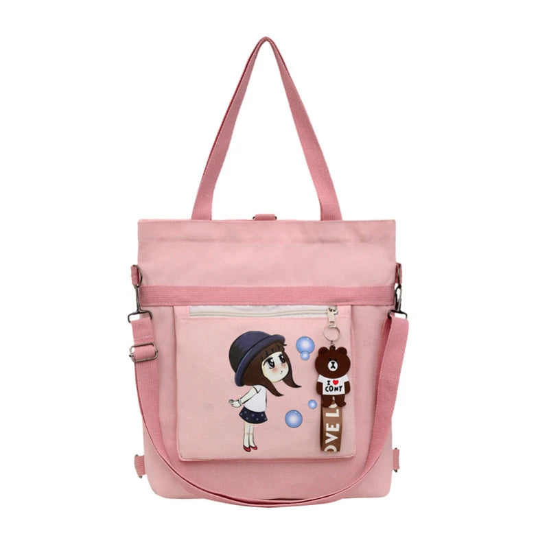 Bubble Girl Style Shoulder Canvas Bags for Campus College Student