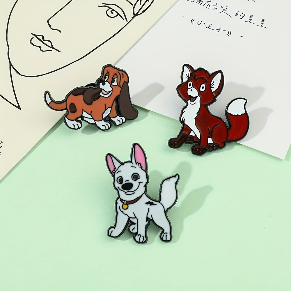 Men's Animal Brooches - Fashionable Dog & Fox Enamel Pins