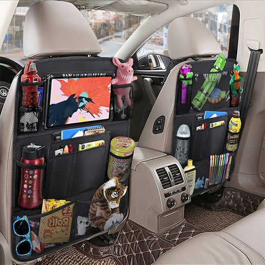 2pcs Car Back Seat Organiser Tablet Holder Storage Kick Mats Kids Toys Pockets