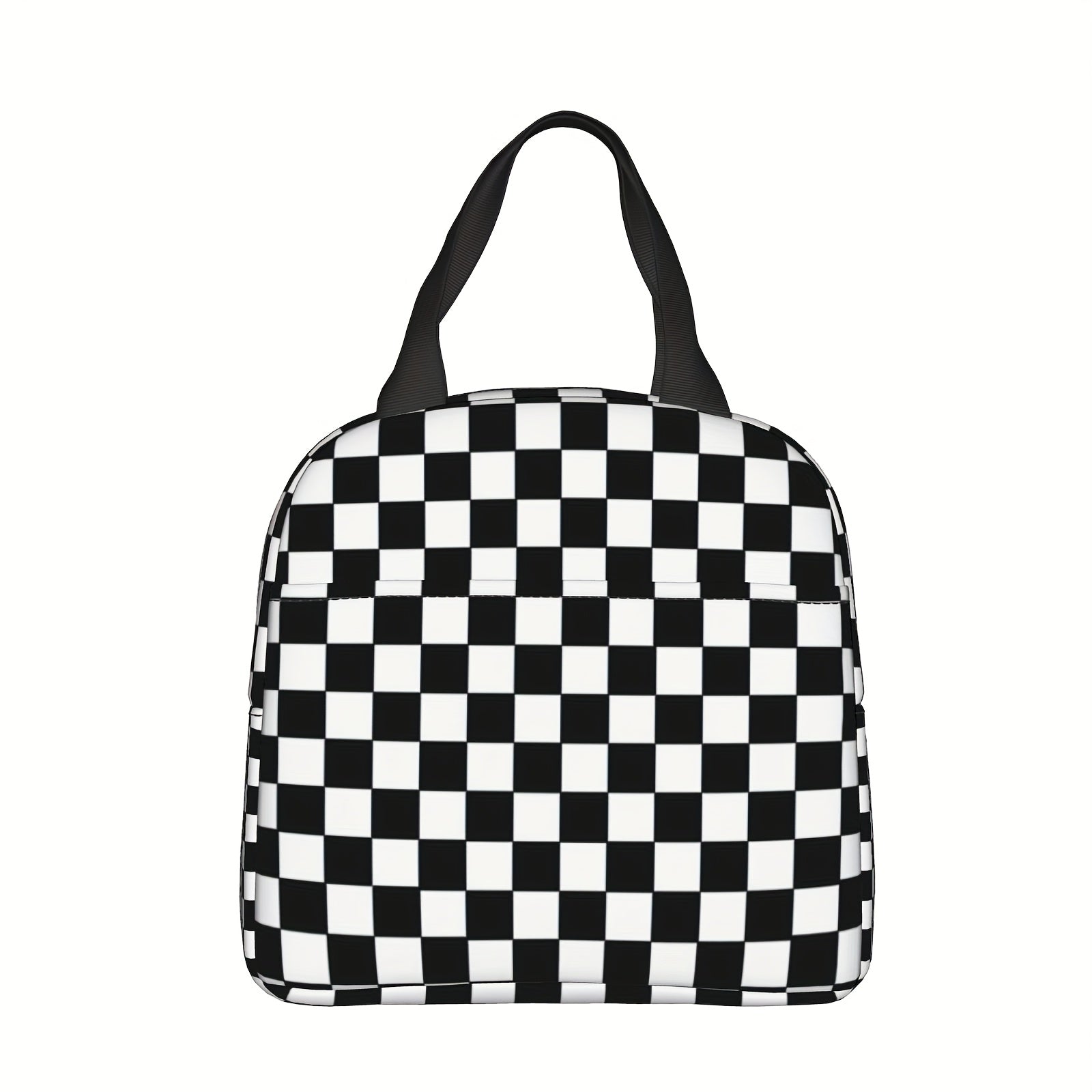 Chessboard & Plaid Print Insulated Lunch Bag