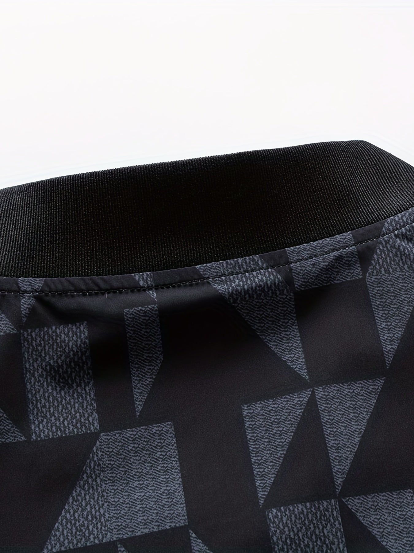 Geometric Print Men's Casual Zipper Pockets Jacket Coat