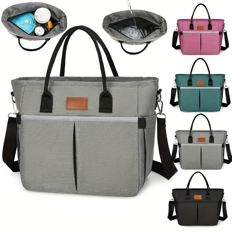 Large Capacity Insulated Lunch Tote with Mesh Pocket