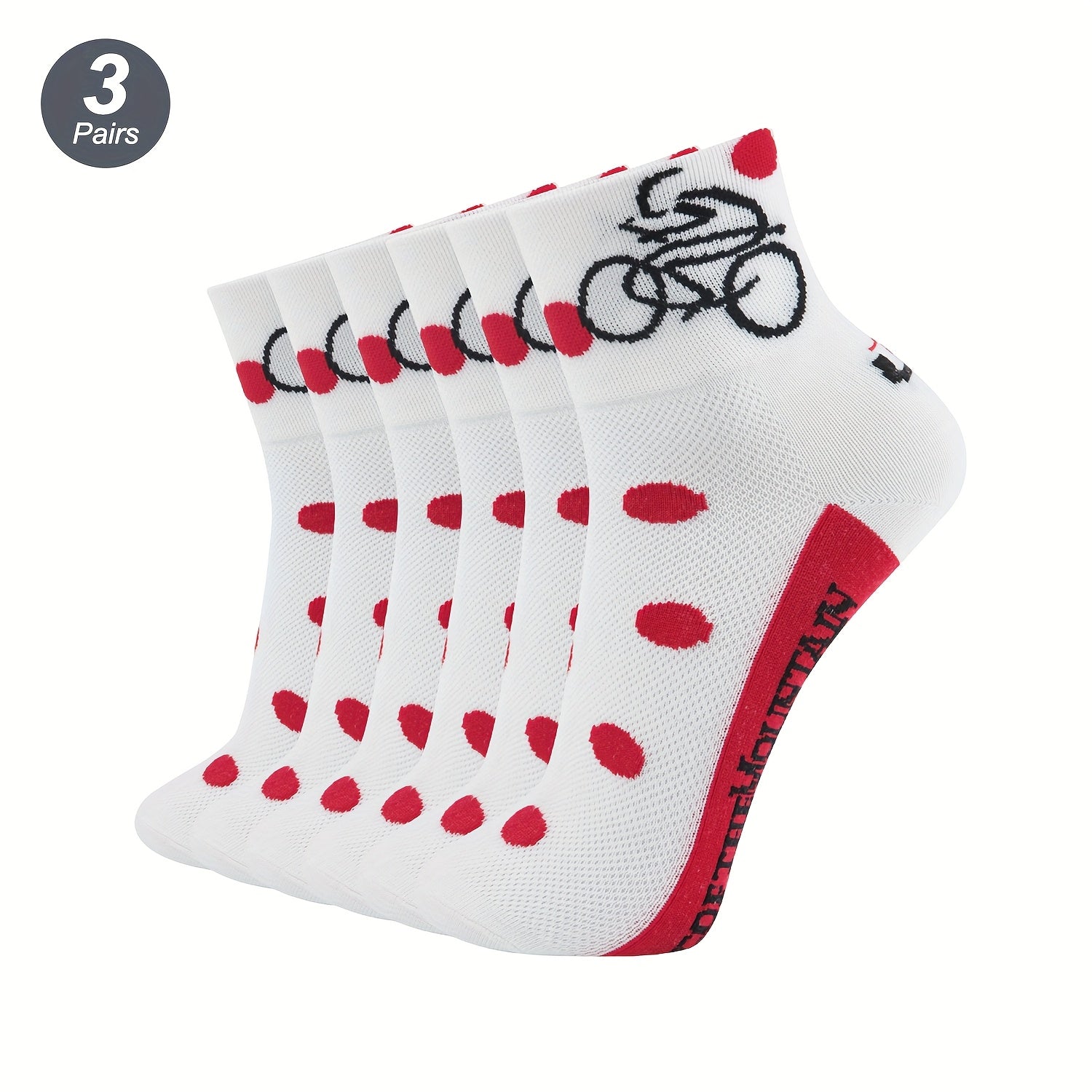 3 Pairs Diabetic Cycling Socks Breathable Knit Fabric