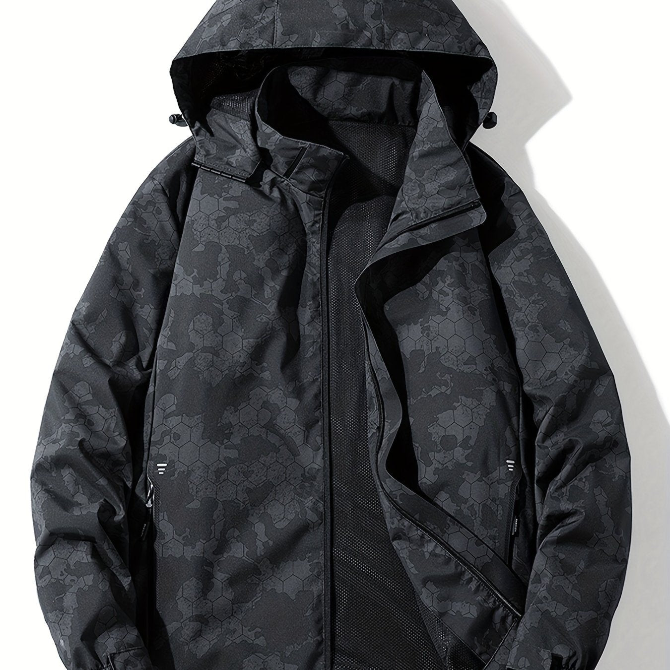 Detachable Hood Waterproof Camo Pattern Men's Jacket